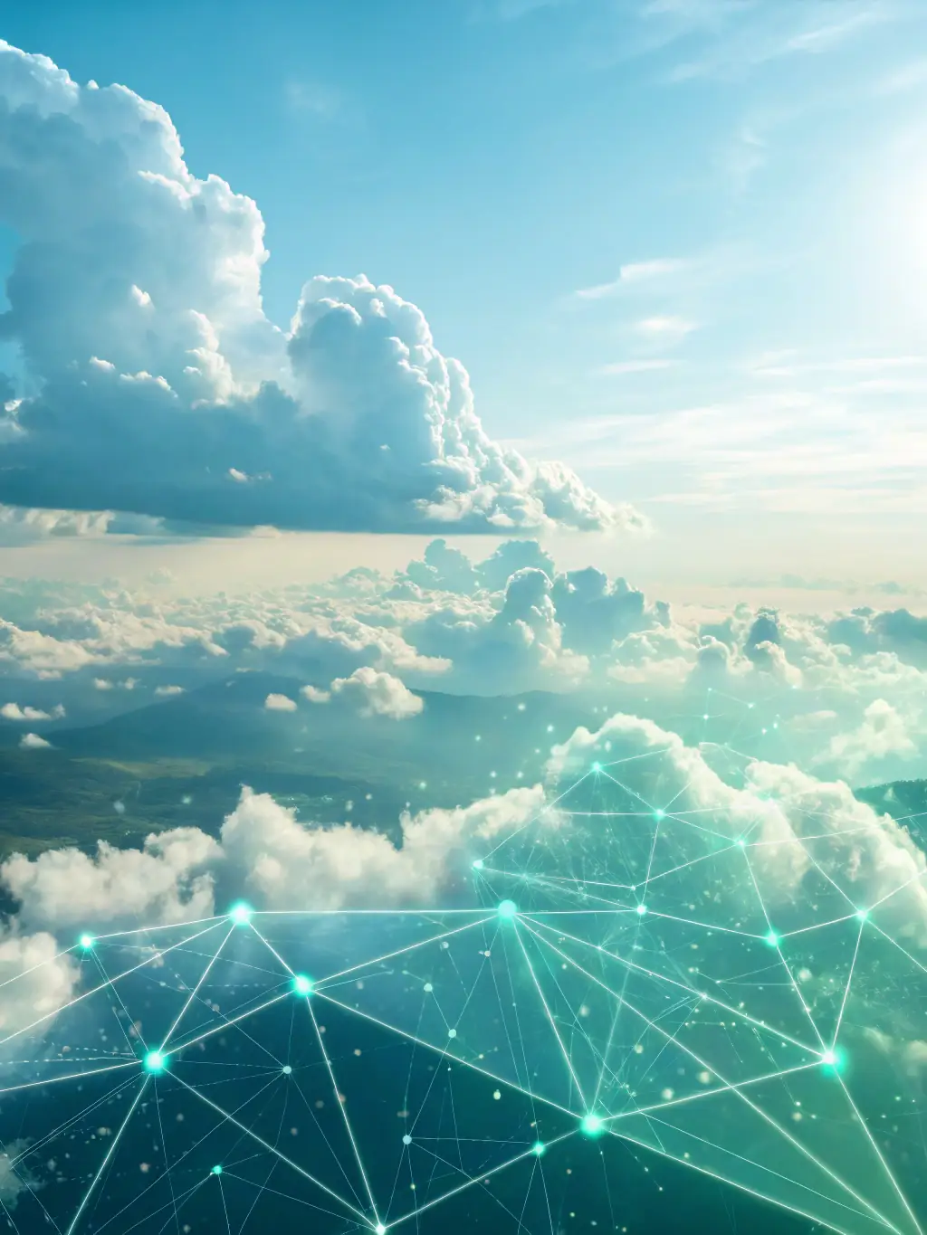 A graphic showing data flowing securely in the cloud, representing the benefits of cloud-based data solutions for accessibility and collaboration.